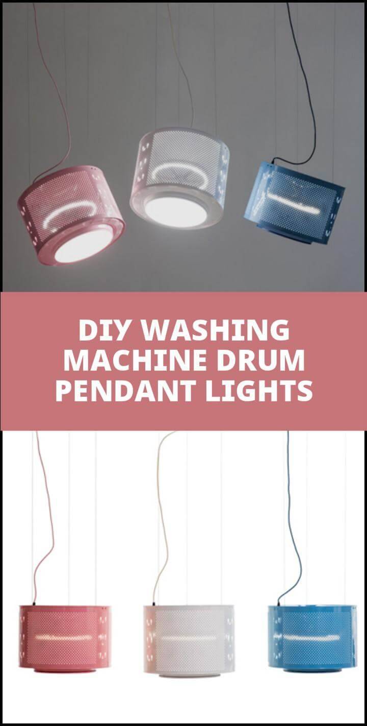 recycled washing machine drum pendant lights